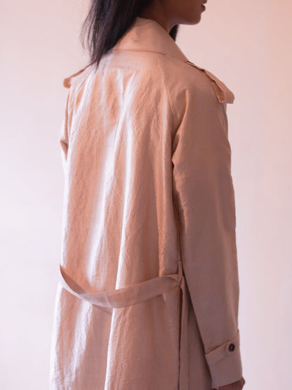 Tea Dyed Handwoven Mulberry Silk Trench Coat