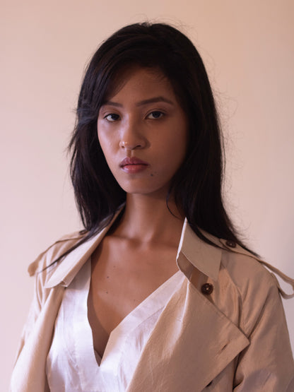 Tea Dyed Handwoven Mulberry Silk Trench Coat