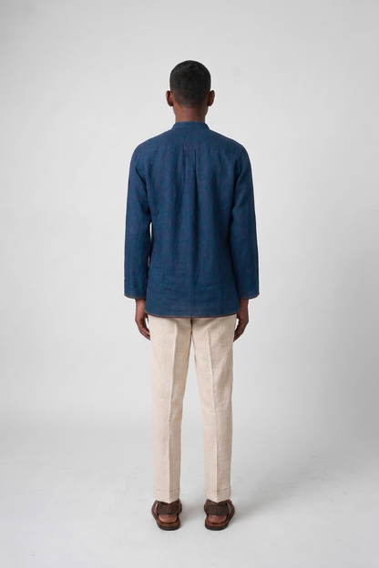 Minimalist Indigo mandarin collar shirt