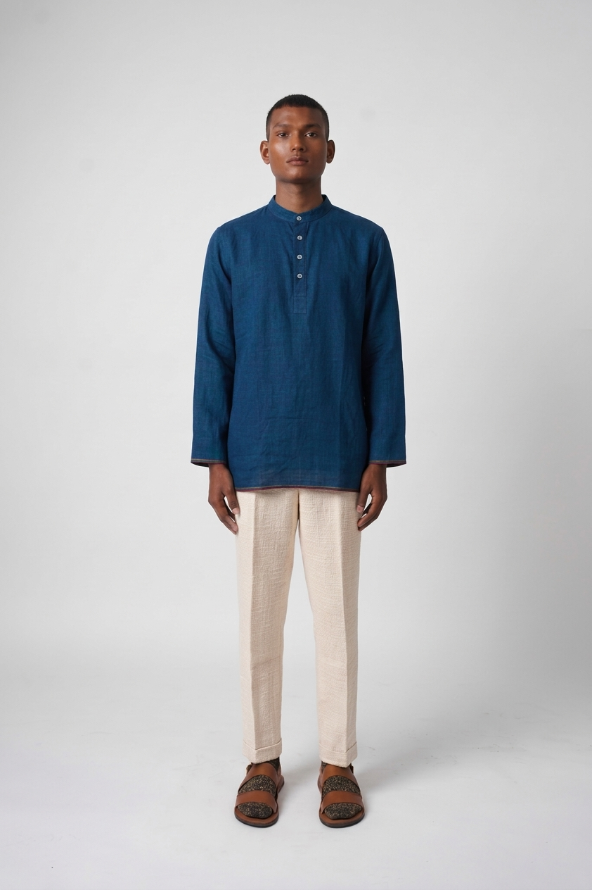 Minimalist Indigo mandarin collar shirt