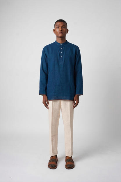 Minimalist Indigo mandarin collar shirt