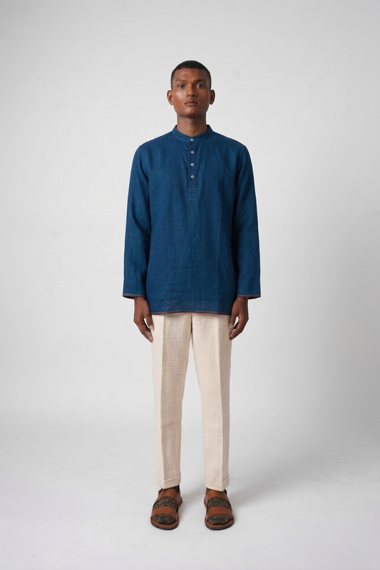 Minimalist Indigo mandarin collar shirt