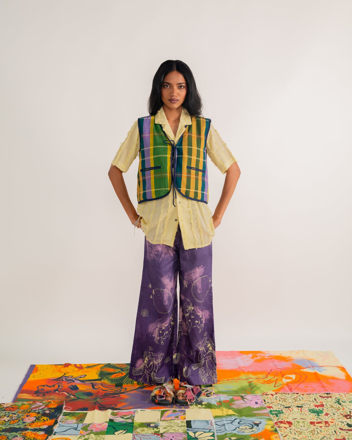 sustainable fabric, artisanal clothes, one of a kind clothes, colourful.