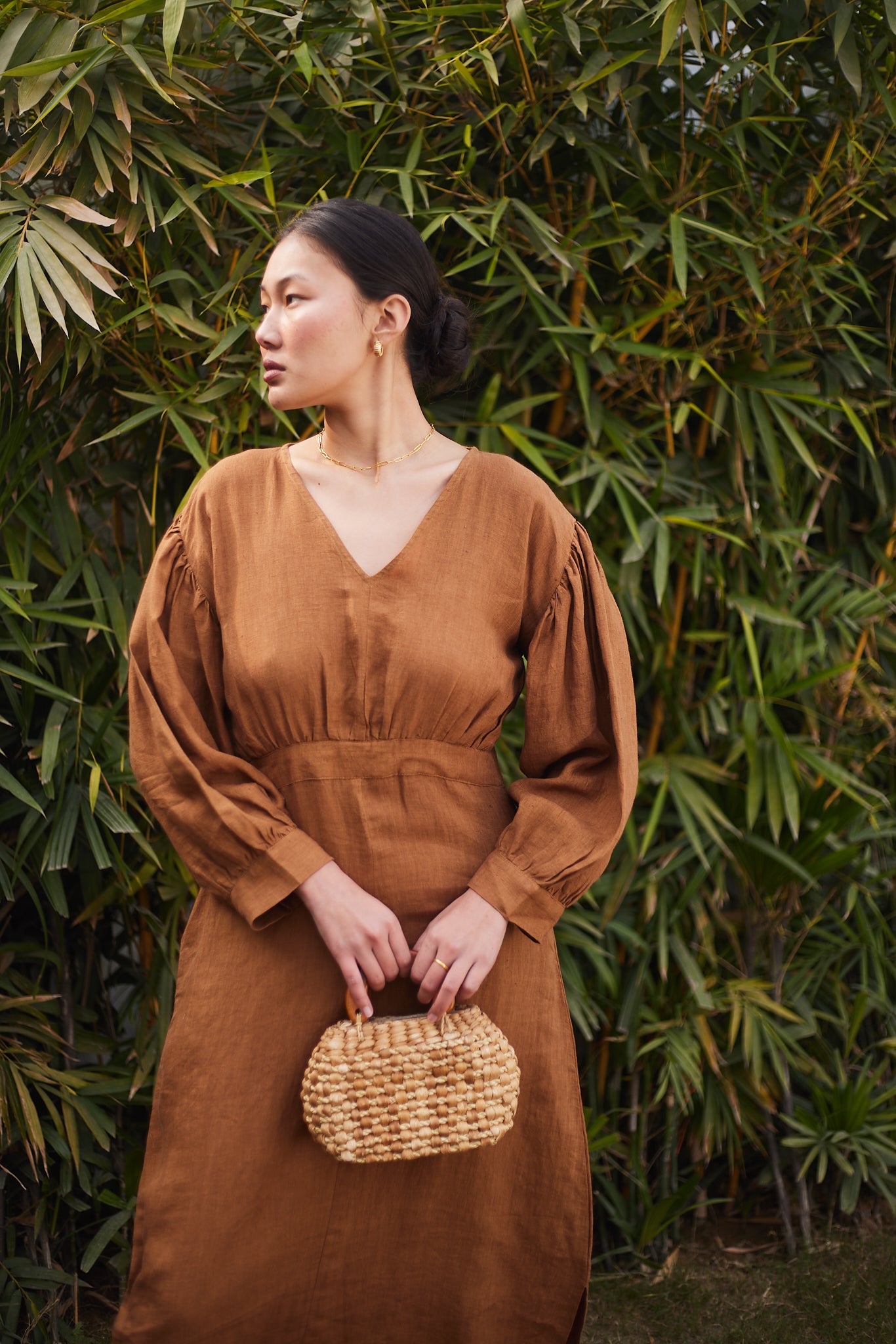 ethical brown dress Corinne Dress | Sage