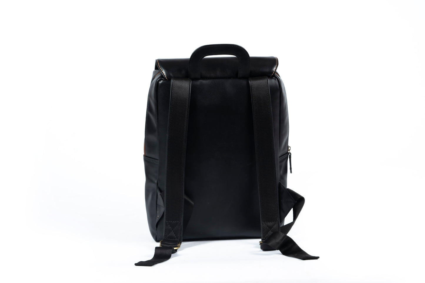 Sustainable, handcrafted black unisex backpack.