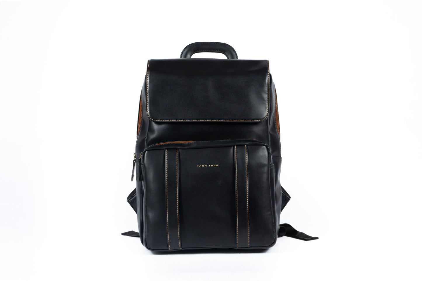 Sustainable, handcrafted black unisex backpack.