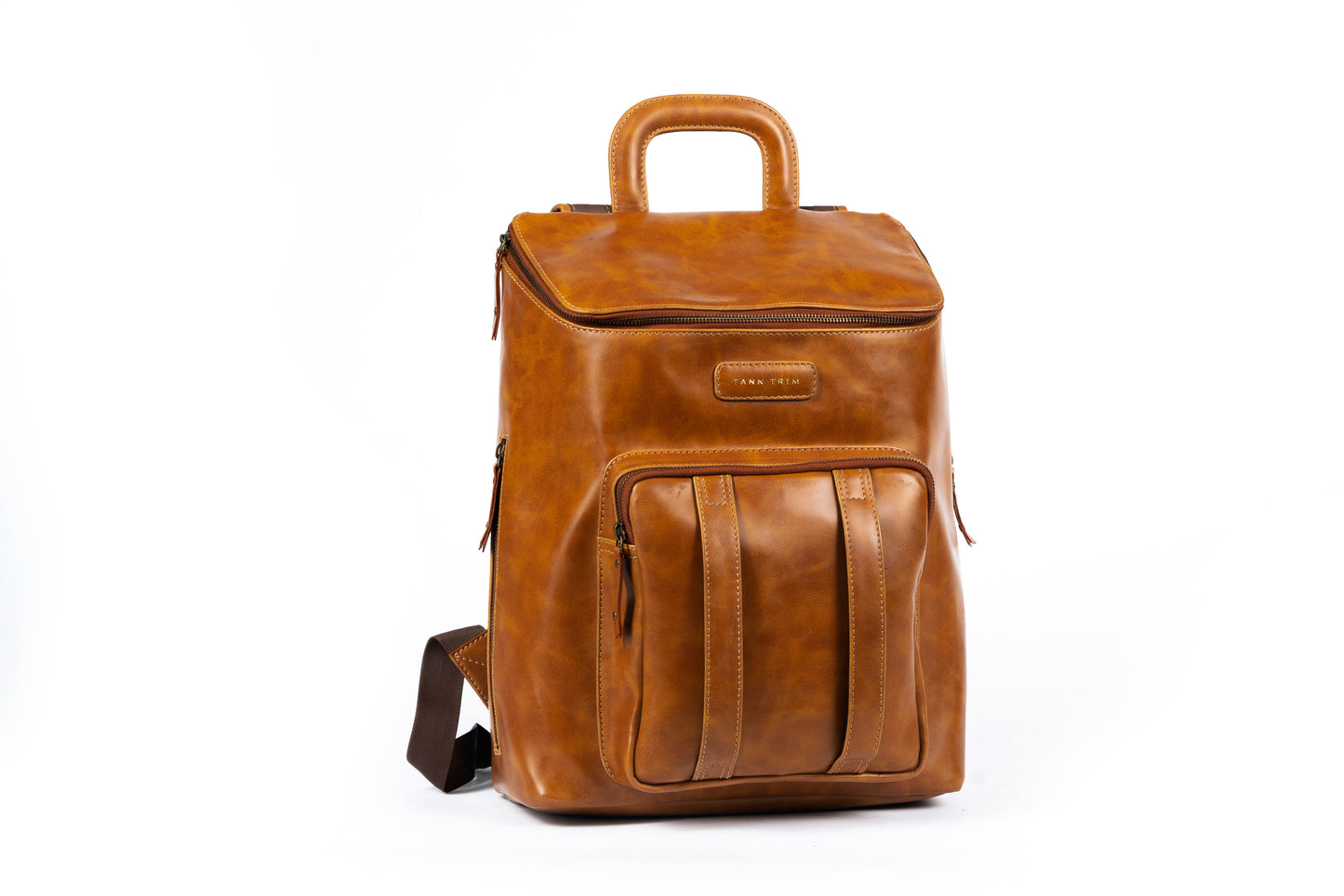 Sustainable, handcrafted tan unisex backpack 