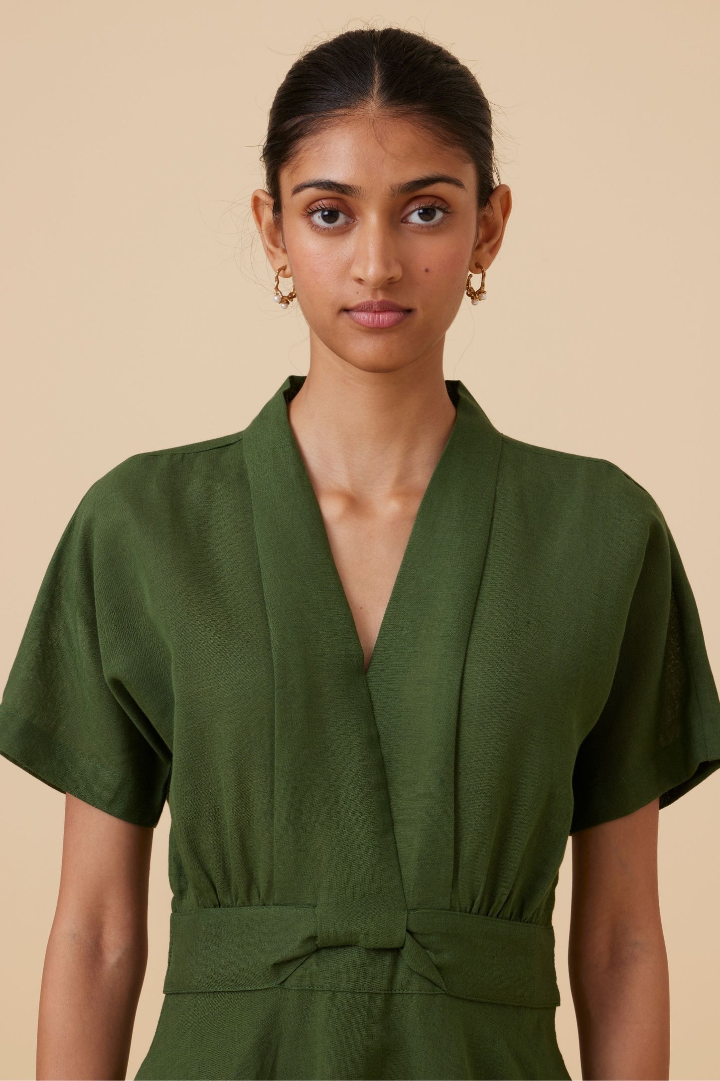 Miyake Green Midi Dress