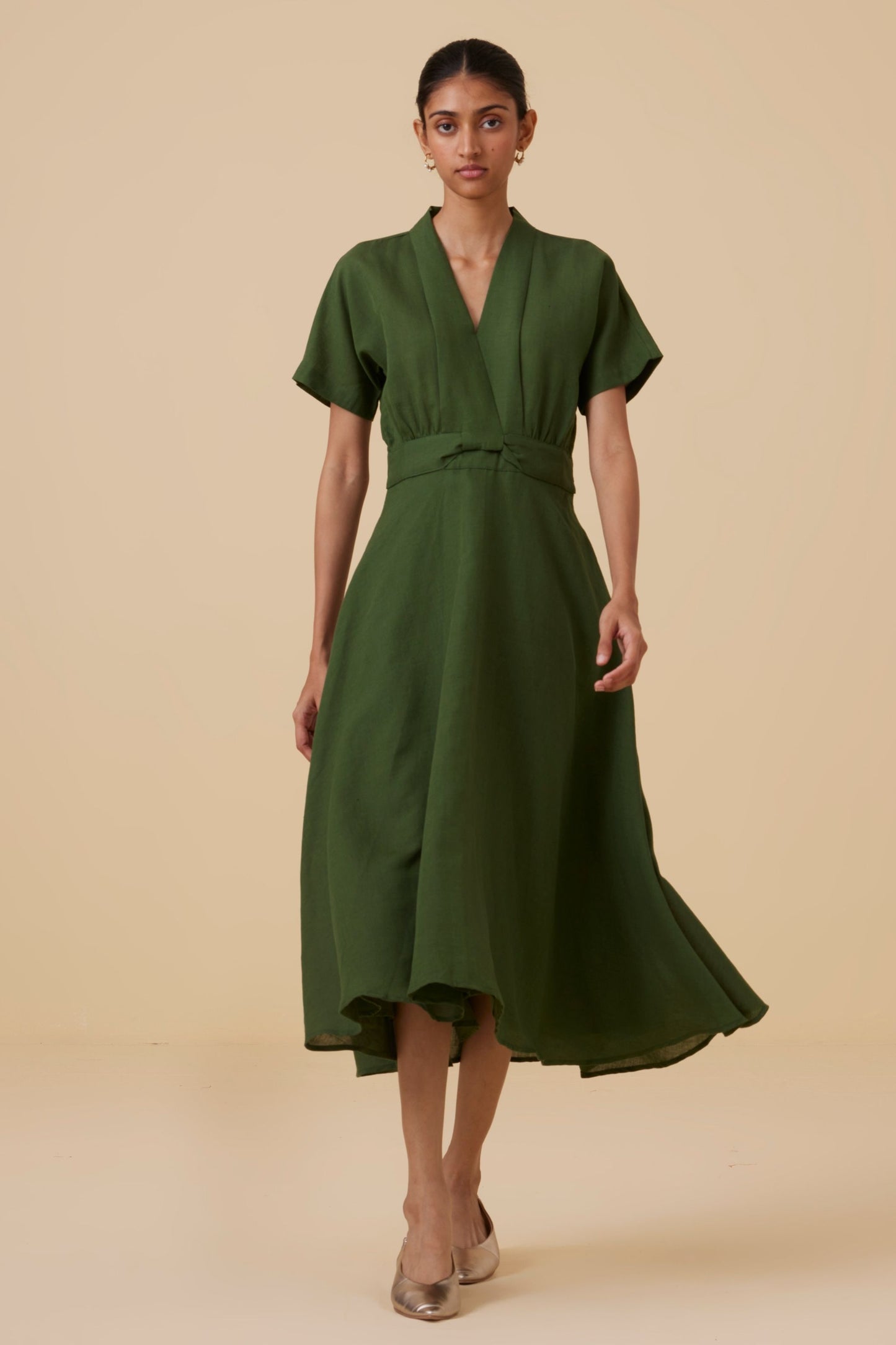 Miyake Green Midi Dress