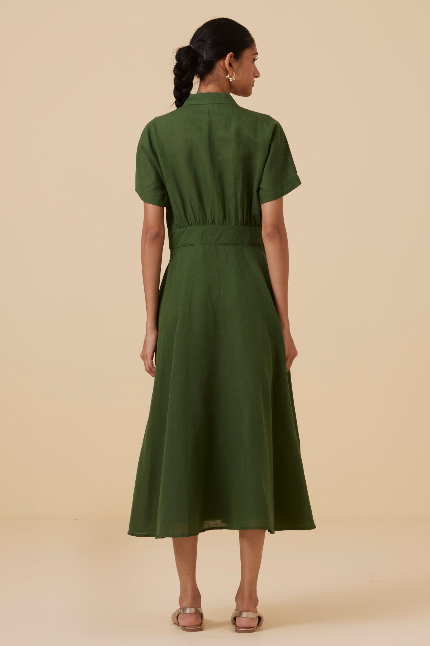 Miyake Green Midi Dress