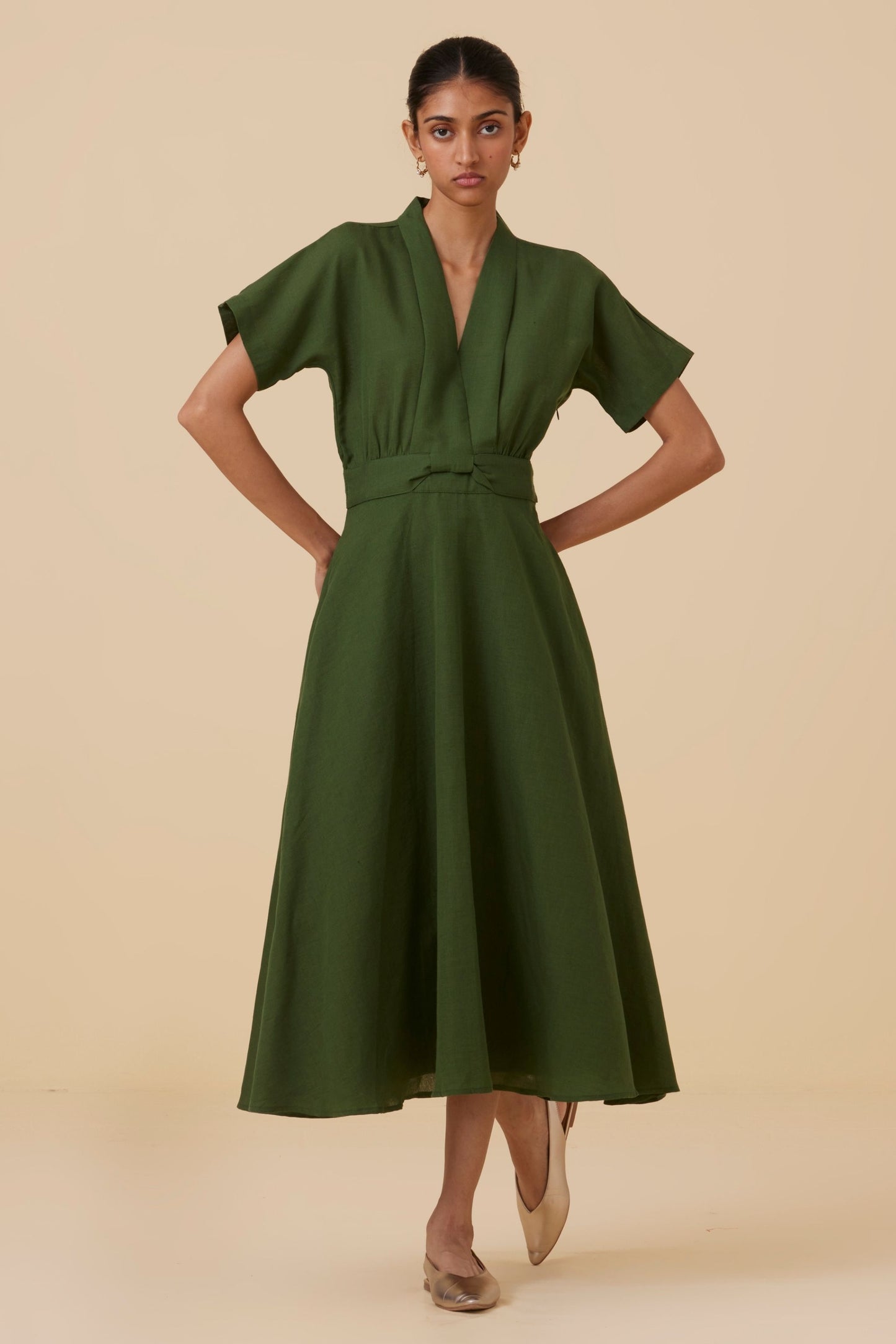 Miyake Green Midi Dress