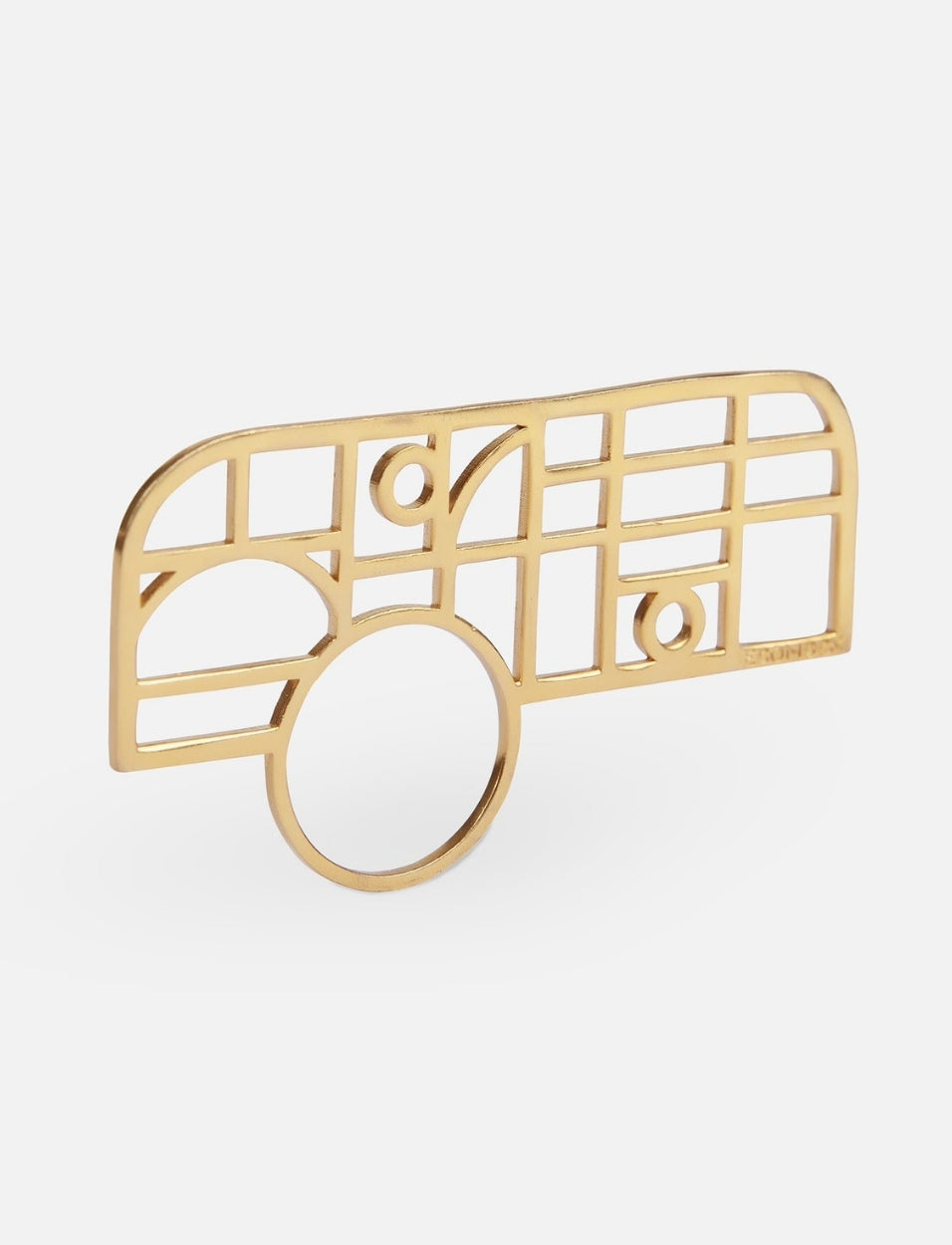 Gold plated metal handcrafted geometric ring.