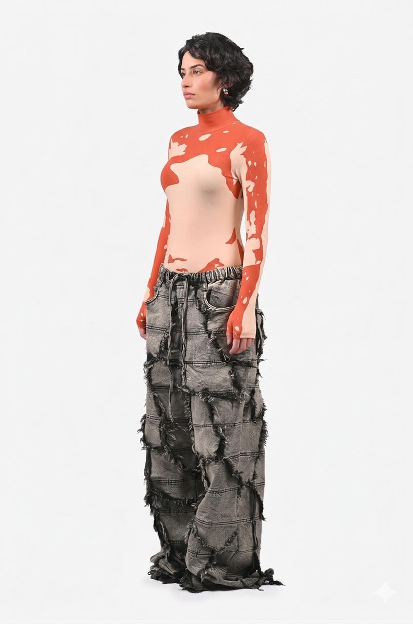 Sculpted gloved HUEMN flesh top Orange