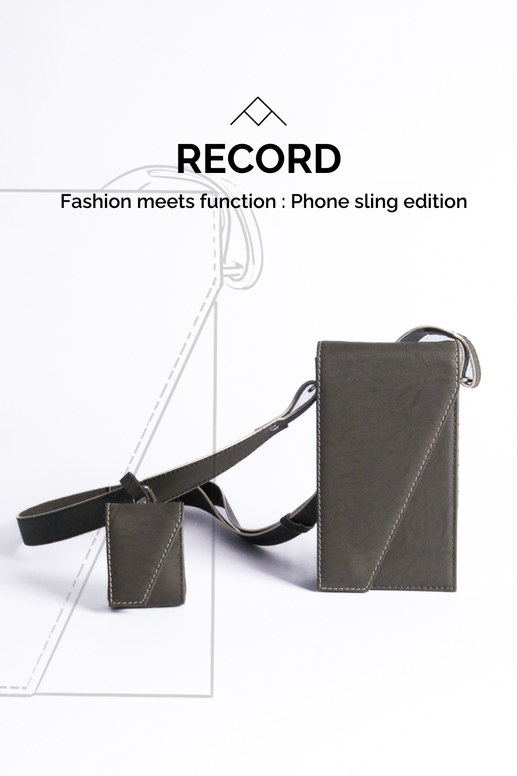 The record sling phone grey made with conscious and vegan leather.