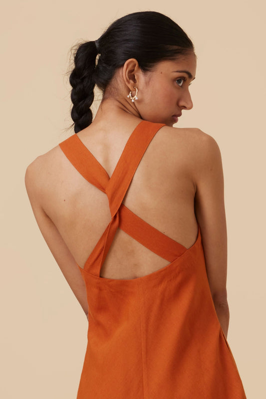 Riha Orange Halter Maxi Dress