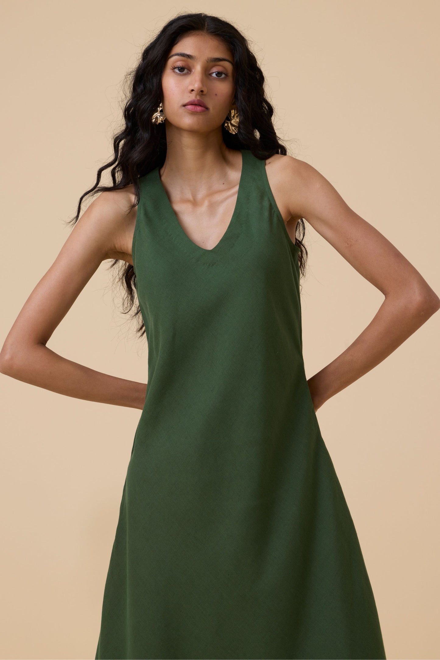 Saira Green Sleeveless Maxi Dress