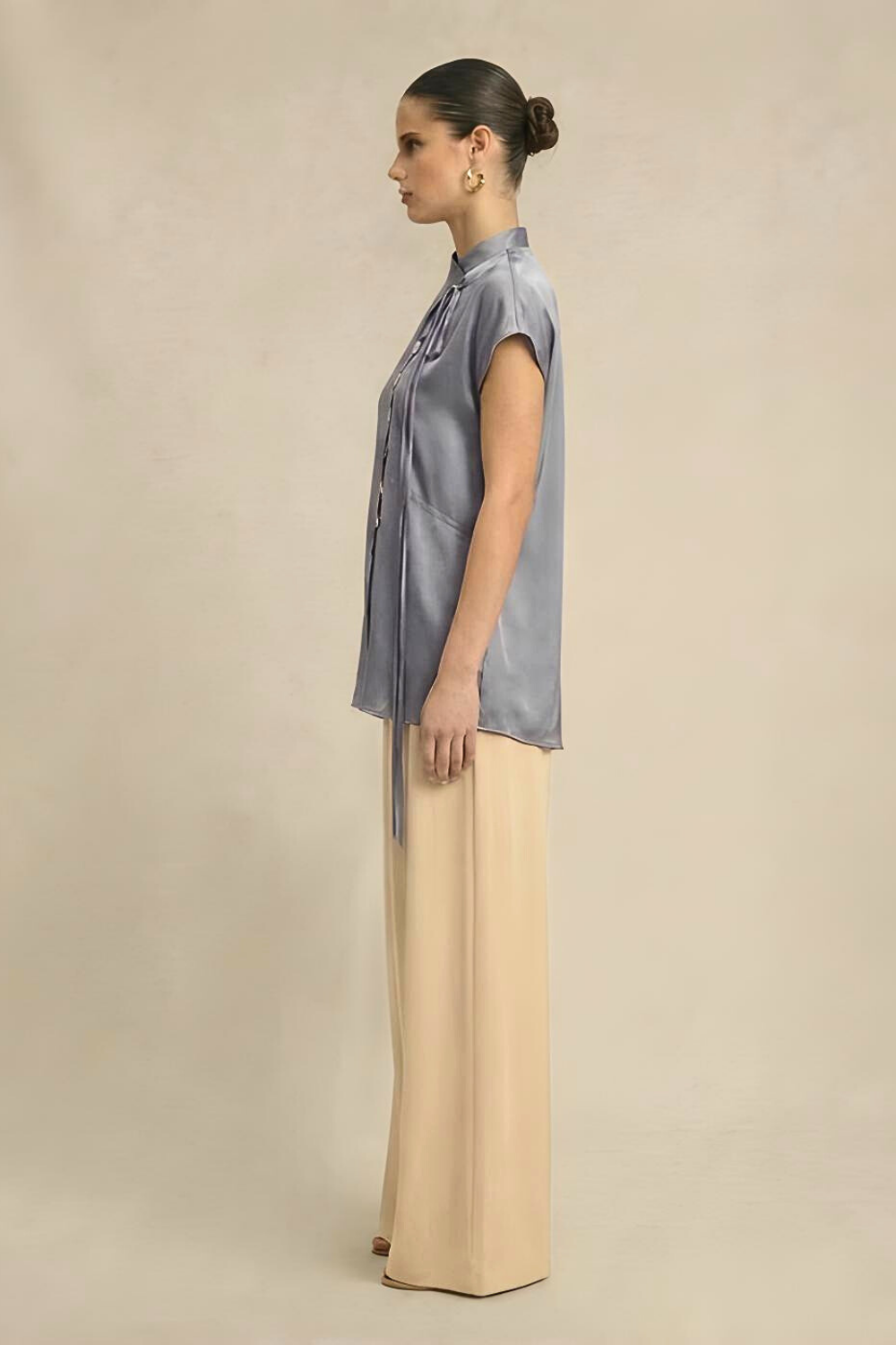 Crew Neck Blouse - Steel Grey