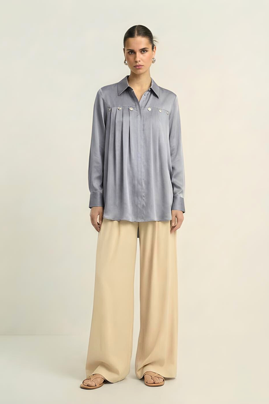 Gather Shirt - Steel Grey