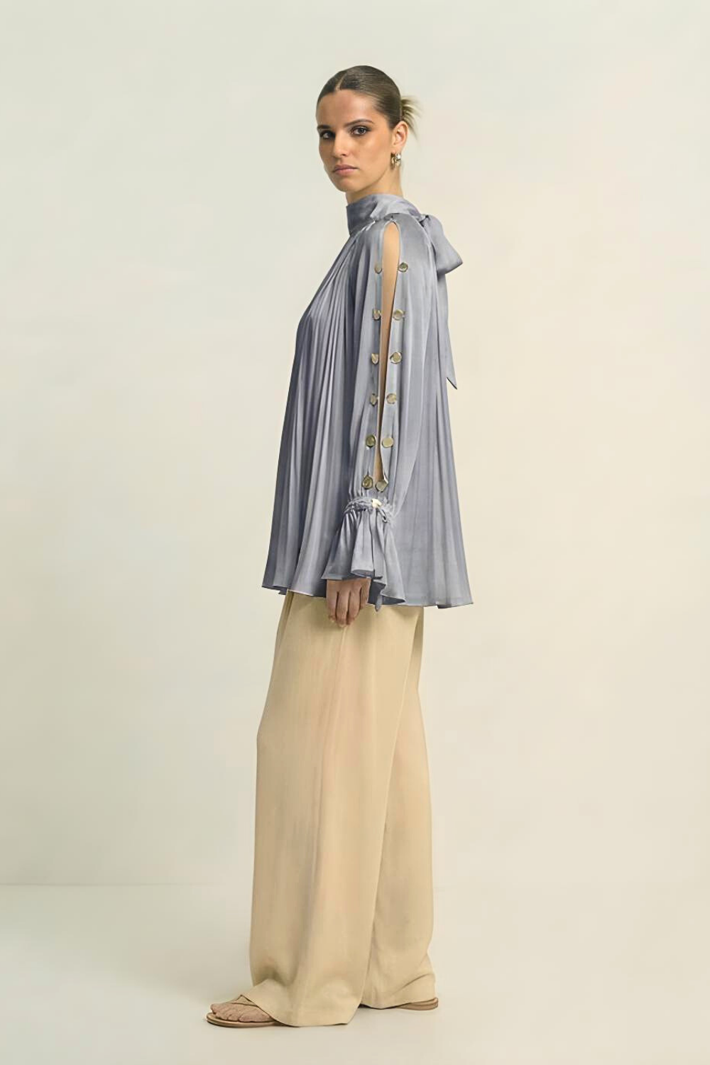 Halter Neck Blouse - Steel Grey