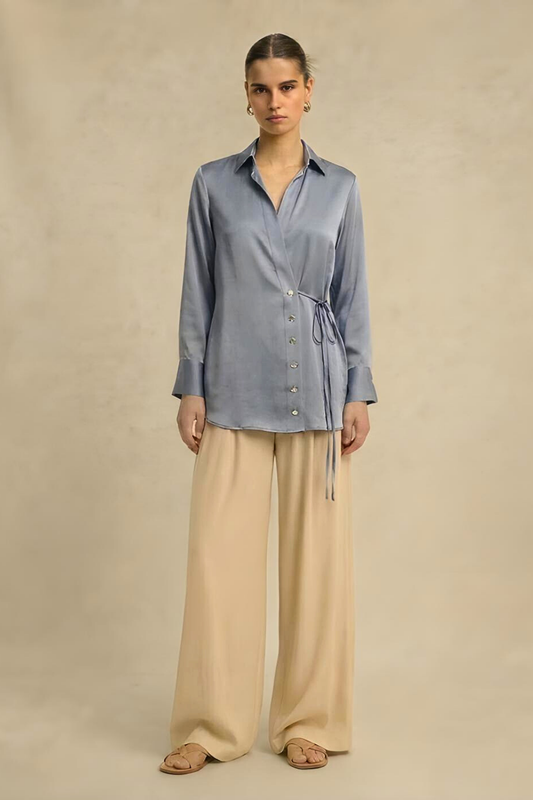 Wrap Blouse - Steel Grey