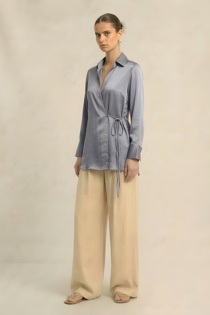 Wrap Blouse - Steel Grey