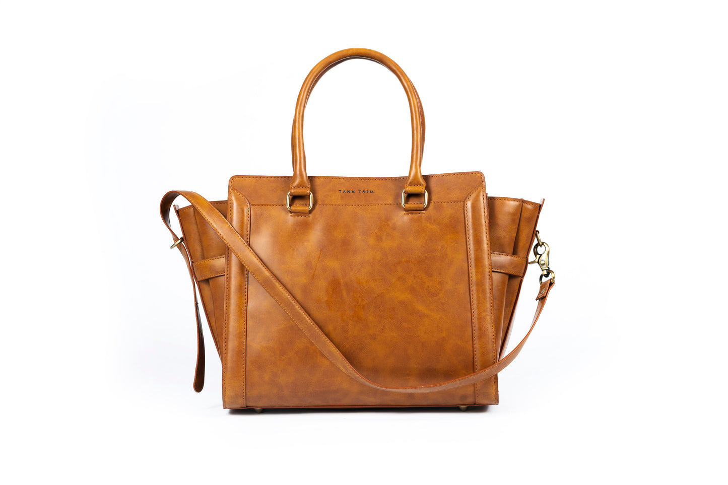 Tan/Brown work satchel for women made with conscious and vegan leather.