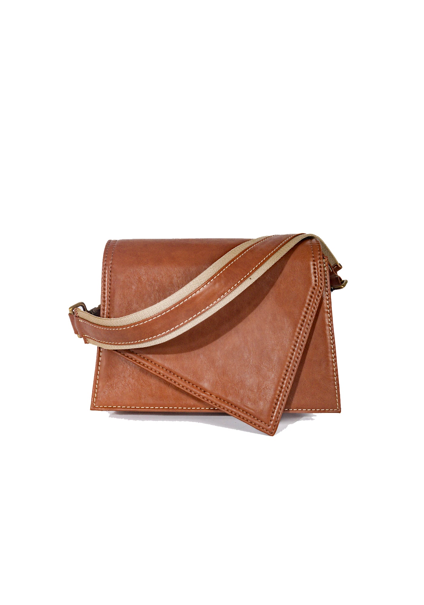 Tan/Brown sling bag adjustable made with conscious and vegan leather.