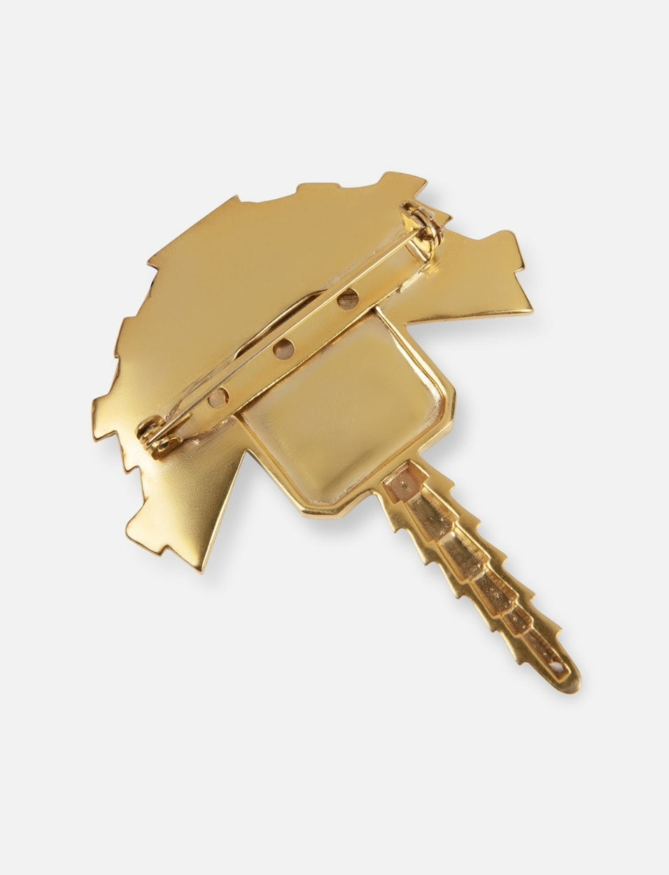 Gold plated metal brass handcrafted unisex brooch