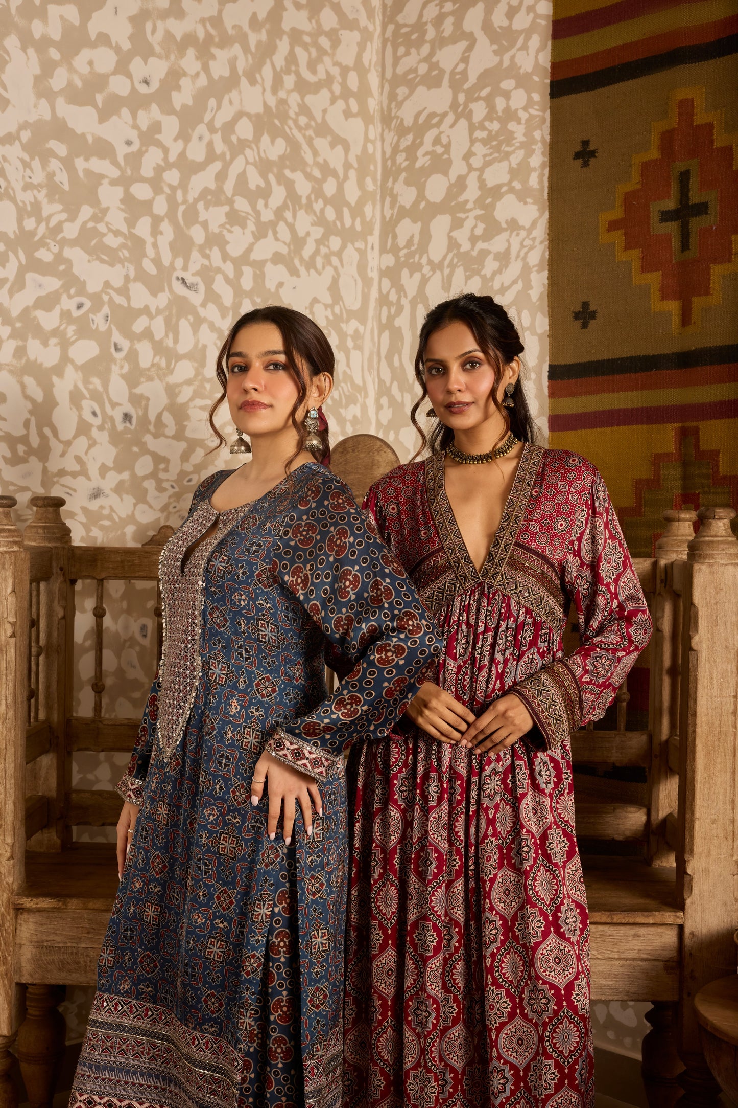 V-Neck Kurta Set
