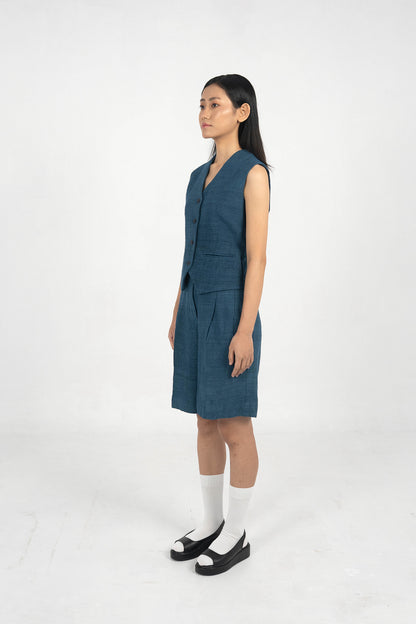 Explorer Indigo Eri Silk waistcoat