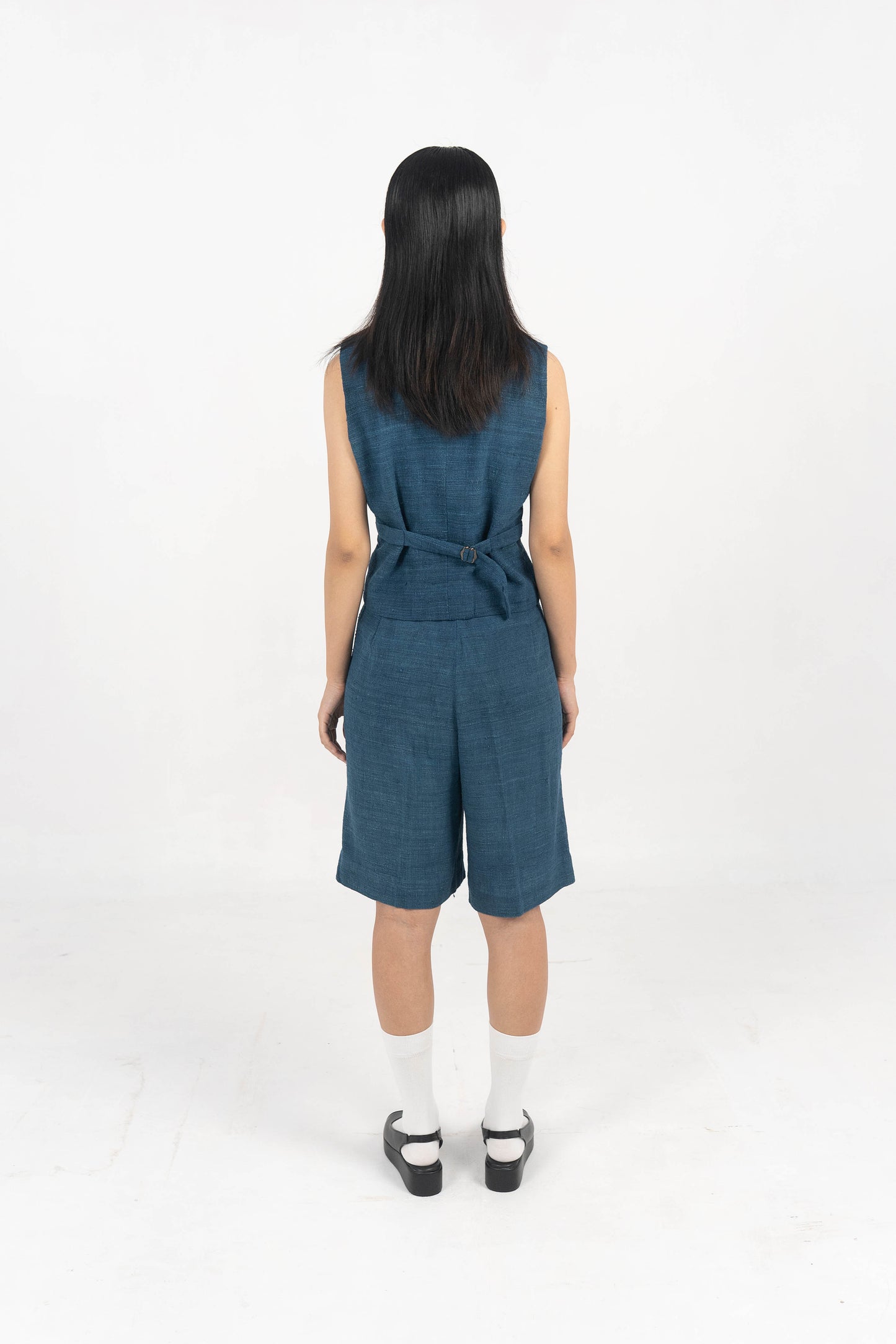 Explorer Indigo Eri Silk shorts.