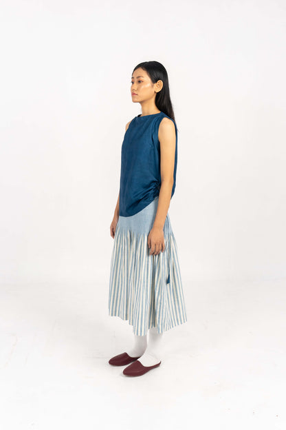 All day comfort Indigo Stripe skirt.
