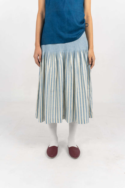 All day comfort Indigo Stripe skirt.