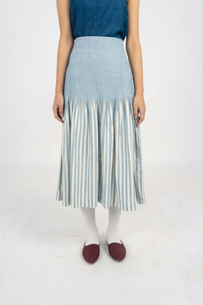 All day comfort Indigo Stripe skirt.