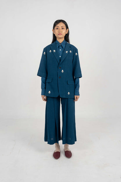 Creator Indigo Eri Silk short sleeve Jacket.
