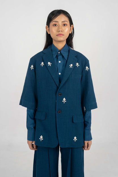 Creator Indigo Eri Silk short sleeve Jacket.