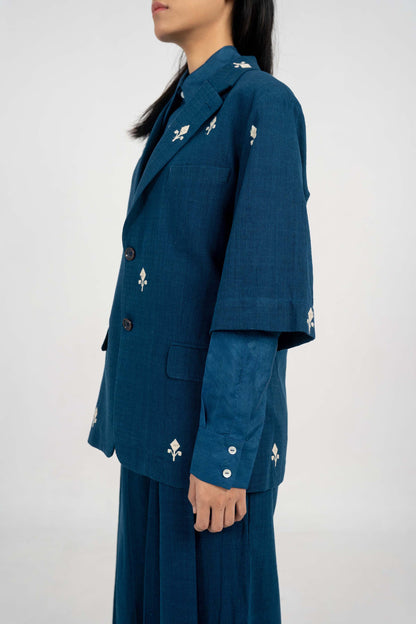 Creator Indigo Eri Silk short sleeve Jacket.