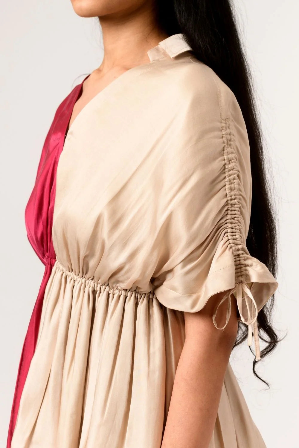 Wine-Ecru Half Co-ord Set