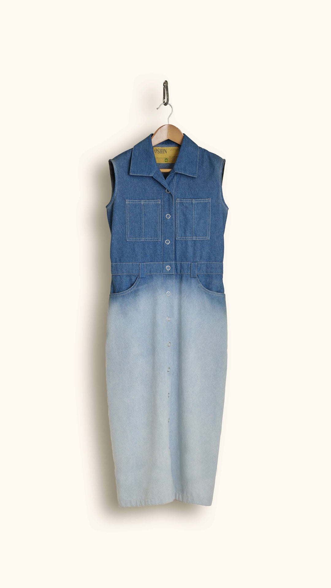 ombred blue denim dress for women, denim dress, sustainable dress