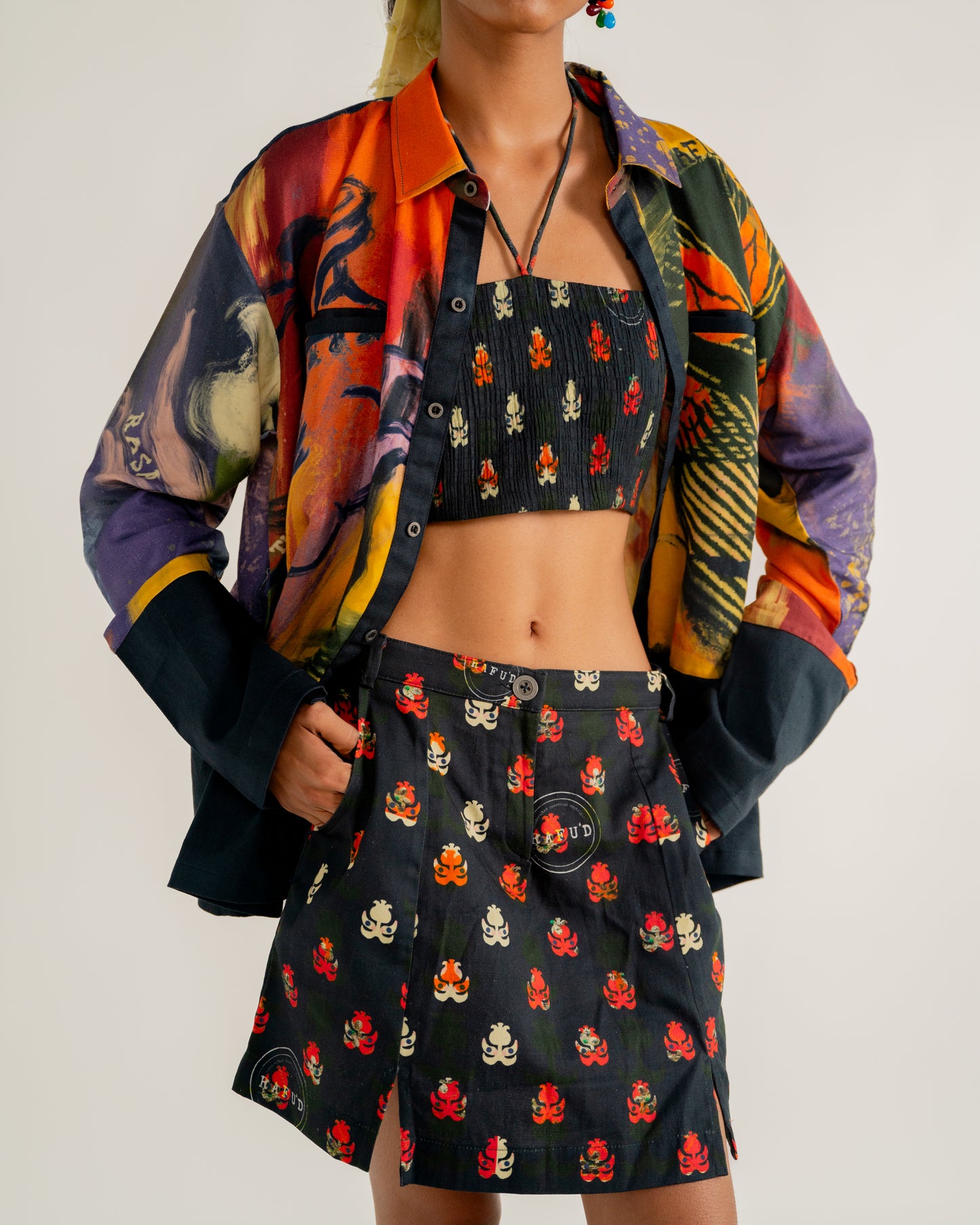 sustainable fabric, artisanal clothes, one of a kind clothes, colourful.