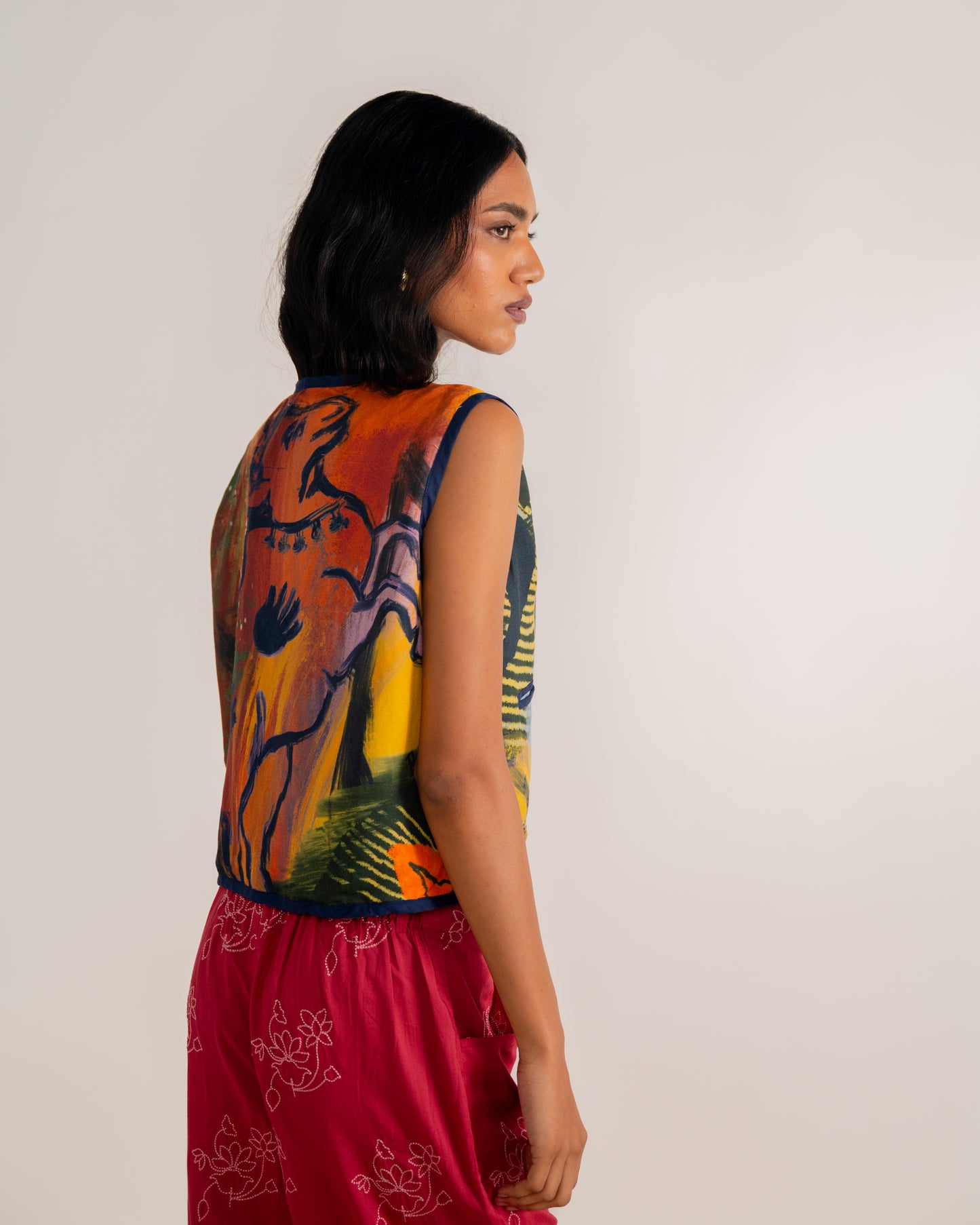 sustainable fabric, artisanal clothes, one of a kind clothes, colourful.