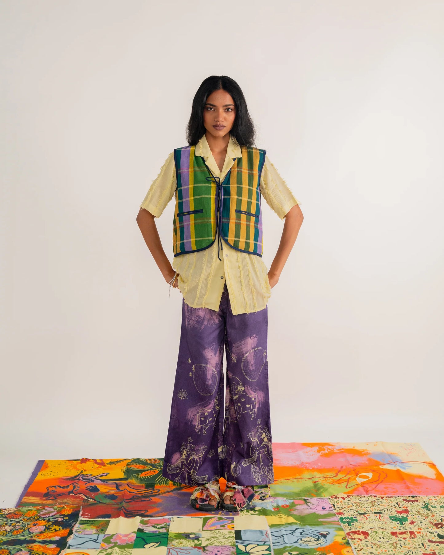 sustainable fabric, artisanal clothes, one of a kind clothes, colourful.