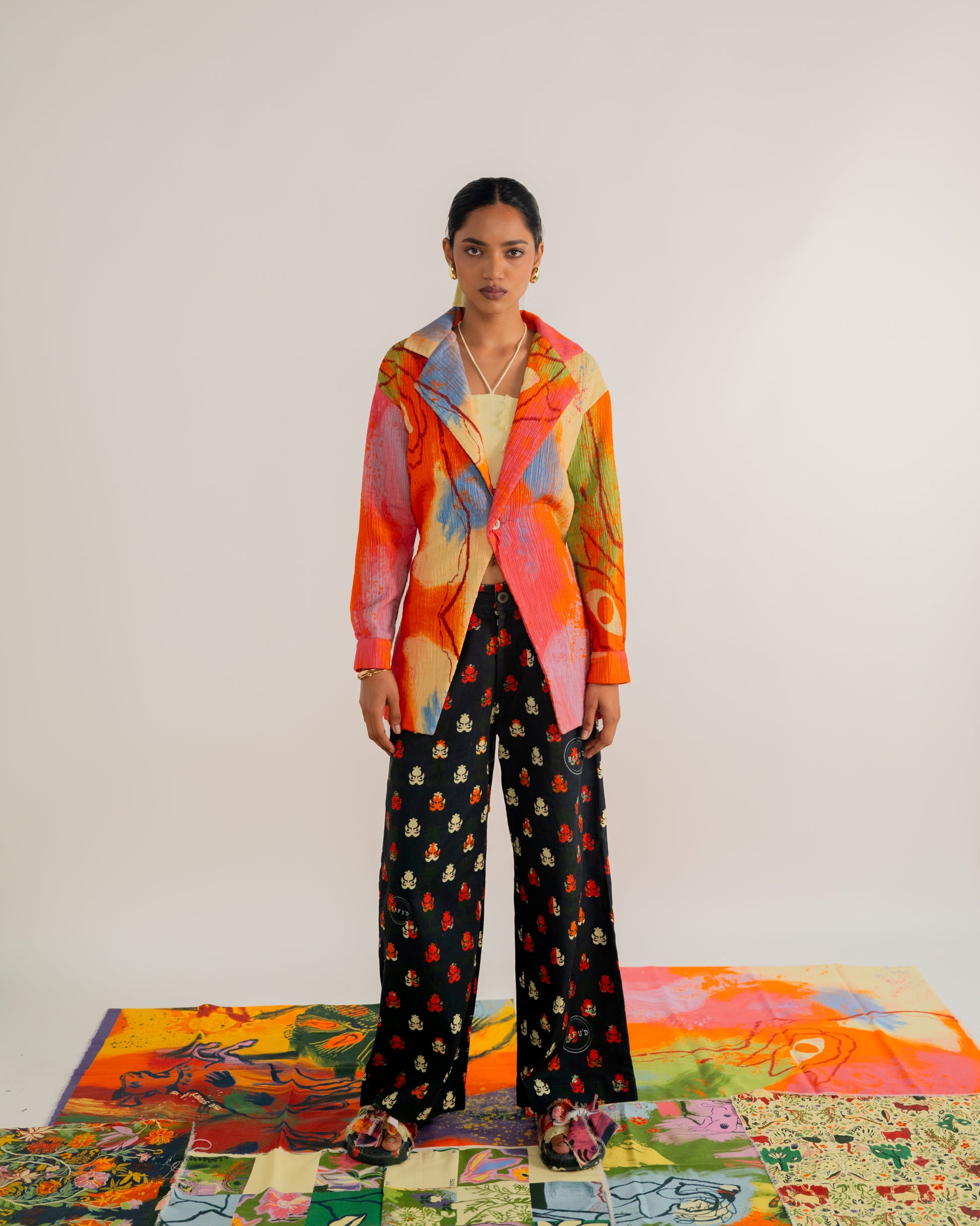 sustainable fabric, artisanal clothes, one of a kind clothes, colourful.